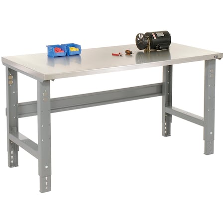 Global Industrial 72x30 Adj. Height Workbench C-Channel Leg, Stainless Steel Square Edge Gray 239126